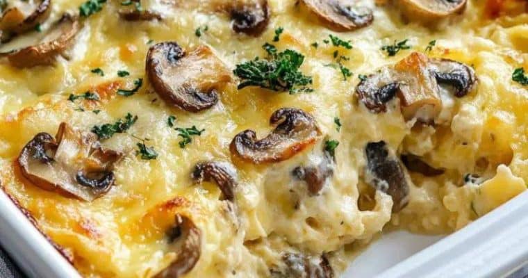 Baked Cheesy Mushrooms Casserole