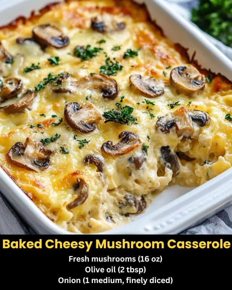 Baked Cheesy Mushrooms Casserole
