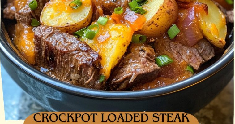 Crockpot Loaded Steak and Potato Bake