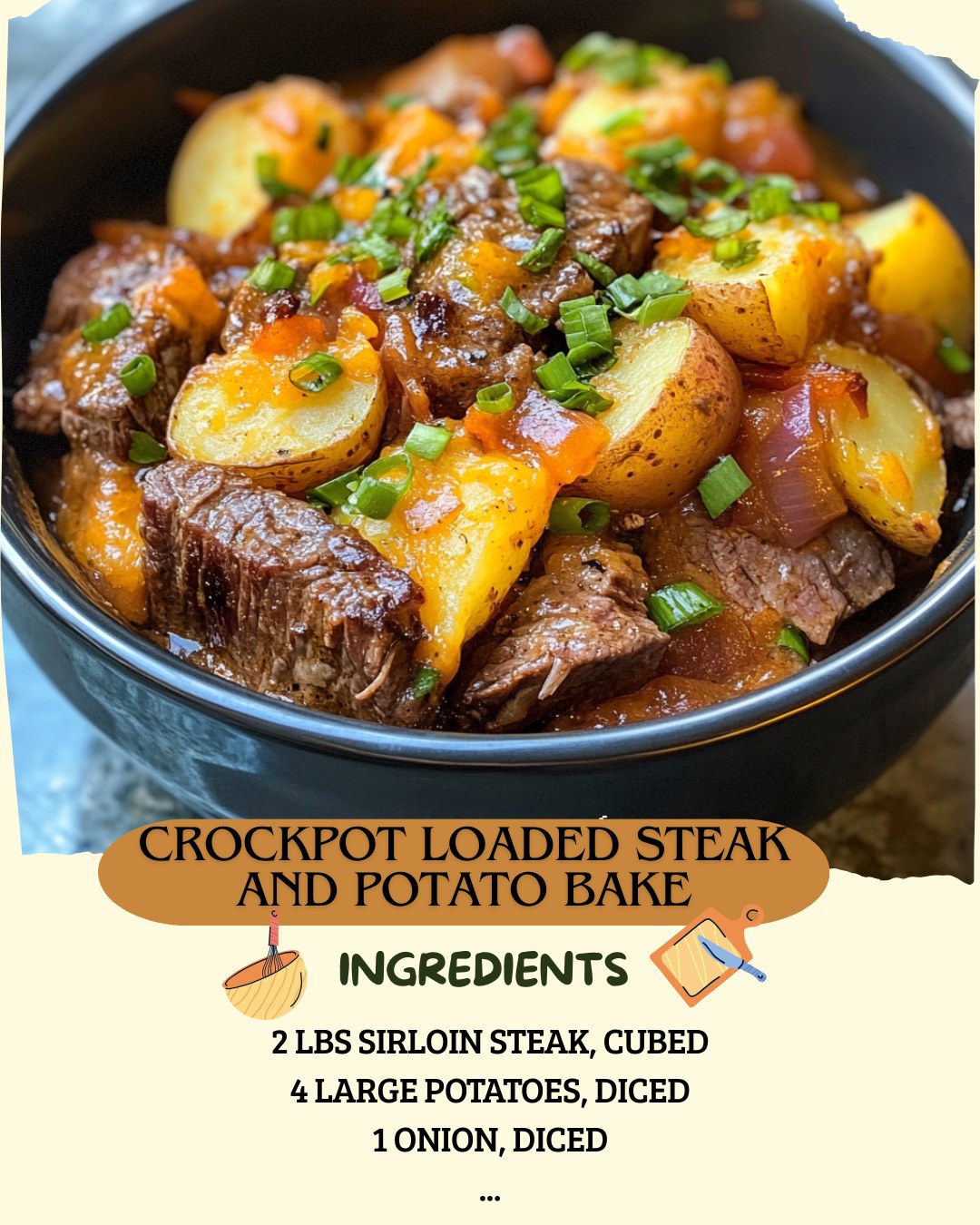 Crockpot Loaded Steak and Potato Bake