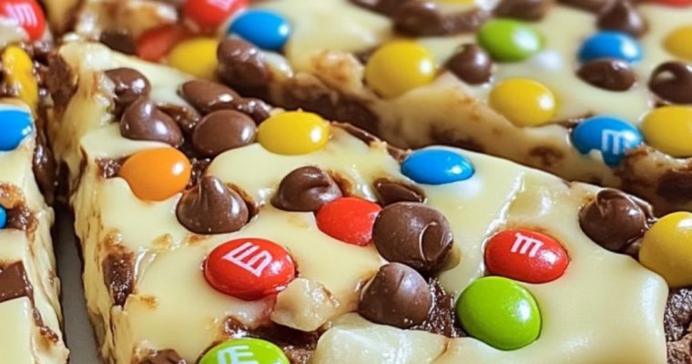 White Chocolate Brownie Pizza with M&M’s