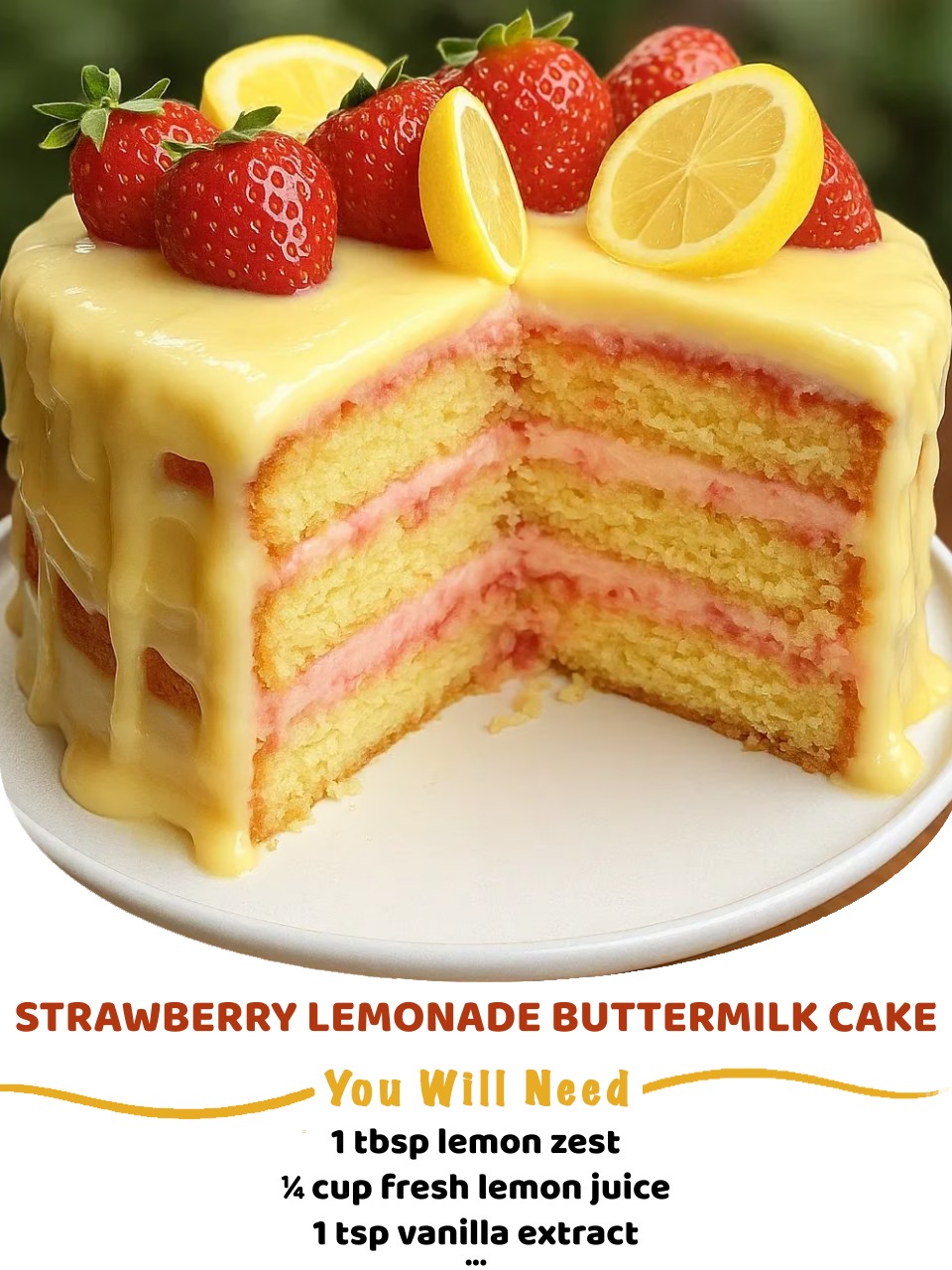 Strawberry Lemonade Buttermilk Cake