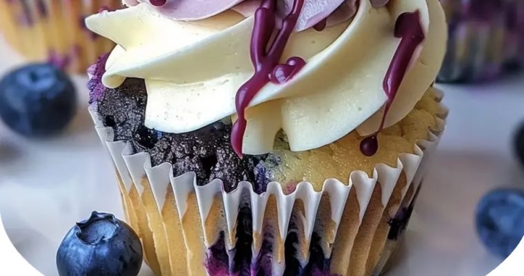 White Chocolate Blueberry Cheesecake Cupcakes