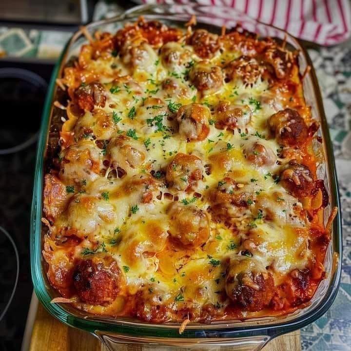 DUMP AND BAKE MEATBALL CASSEROLE
