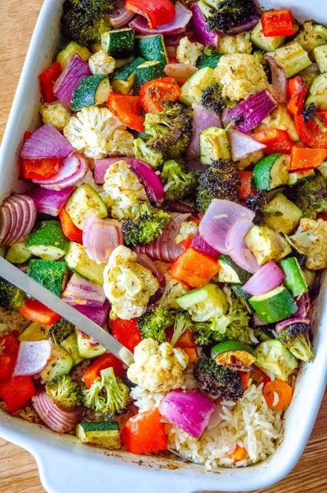 One-Pan Baked Rice & Vegetables