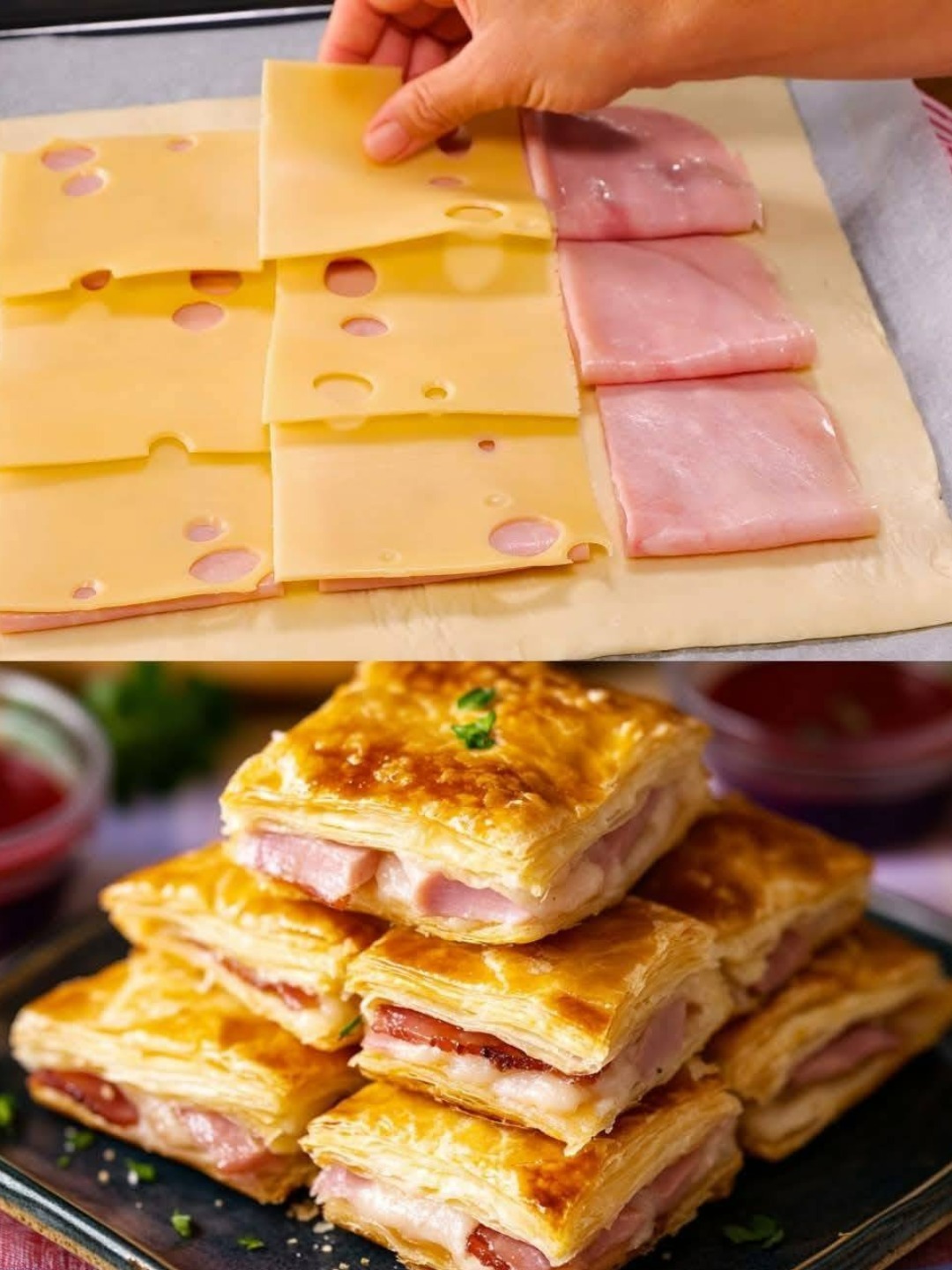 Ham and Cheese Puff Pastry Pockets
