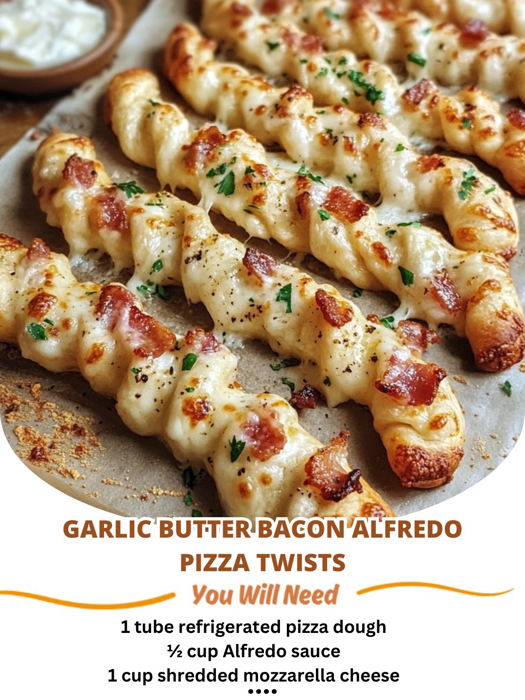 Garlic Butter Bacon Alfredo Pizza Twists