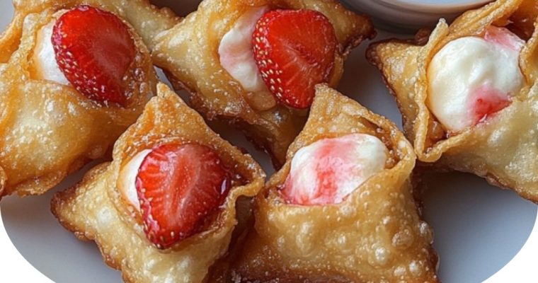Deep-Fried Strawberry Cheesecake Stuffed Wonton Bites