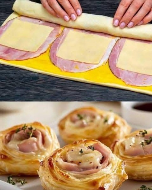 Ham and Cheese Puff Pastry Pinwheels
