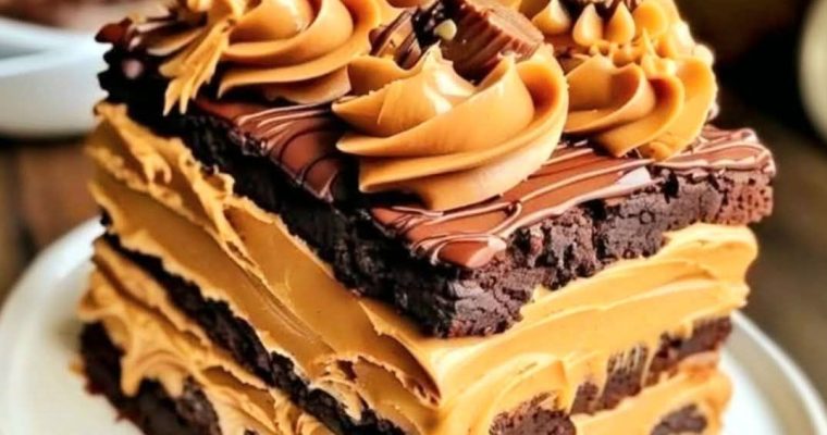 Peanut Butter Cookie Dough Brownie Layer Cake