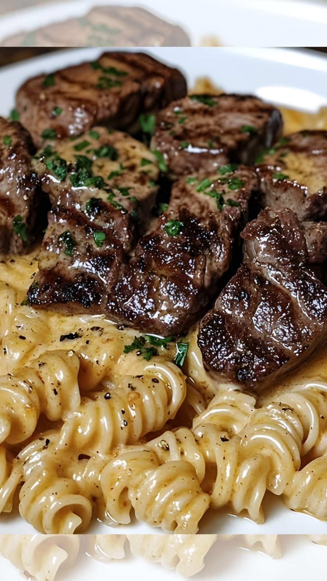 Garlic Butter Steak Bites & Spicy Cajun Alfredo Twisted Pasta