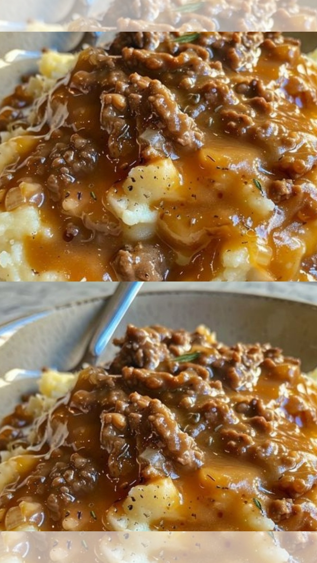 Hearty Ground Beef & Gravy Over Mashed Potatoes