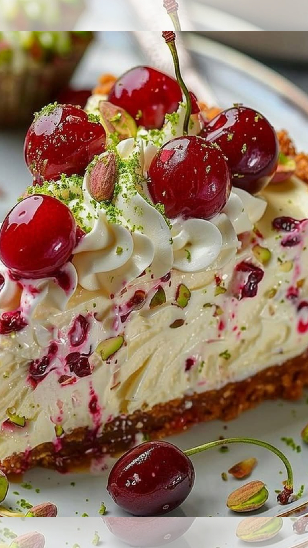 Luscious Lemon-Lime Cherry Pistachio Cheesecake