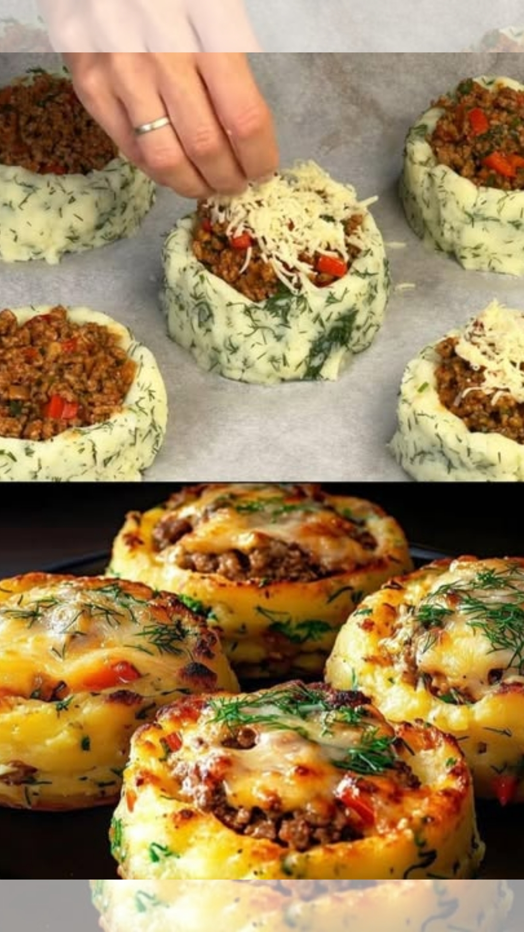 Stuffed Mashed Potato Nests