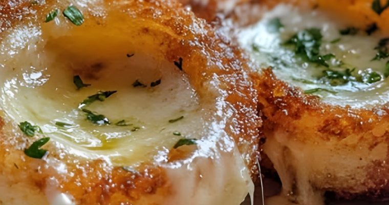 Mozzarella-Stuffed Onion Rings with Garlic Butter