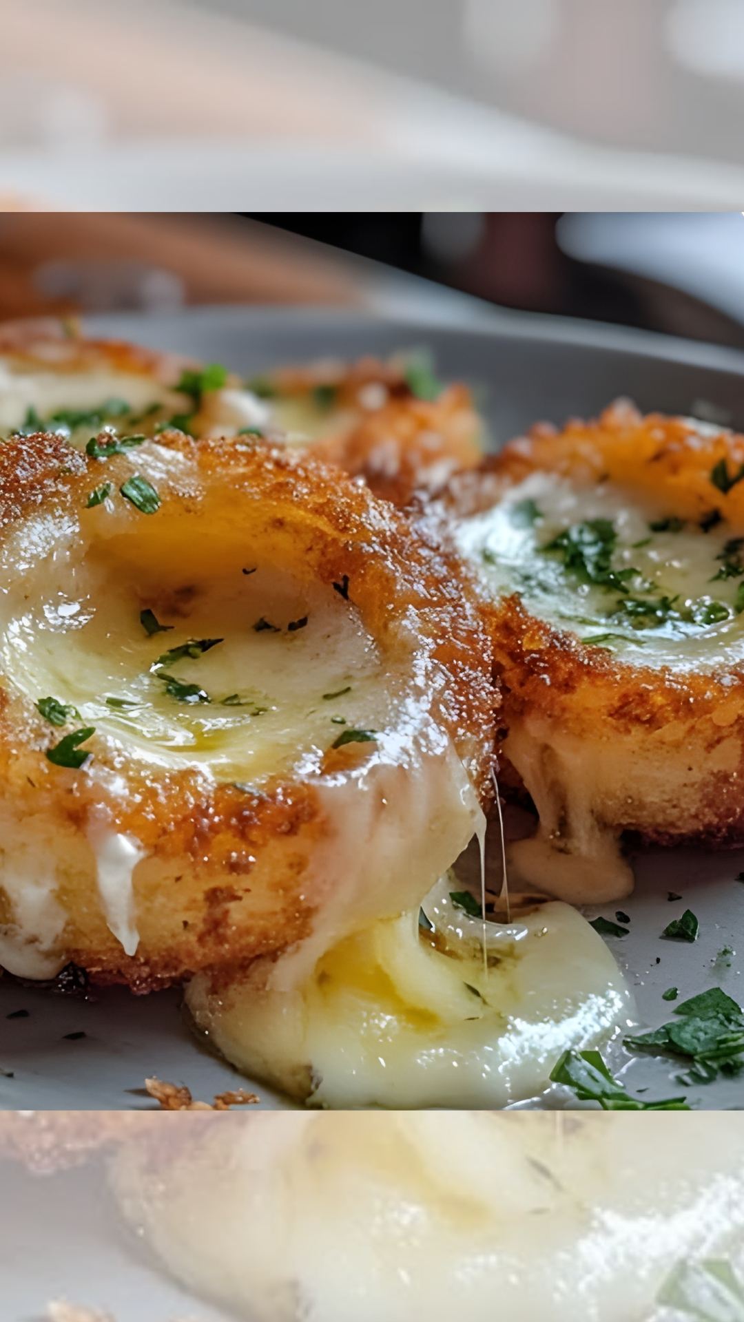 Mozzarella-Stuffed Onion Rings with Garlic Butter