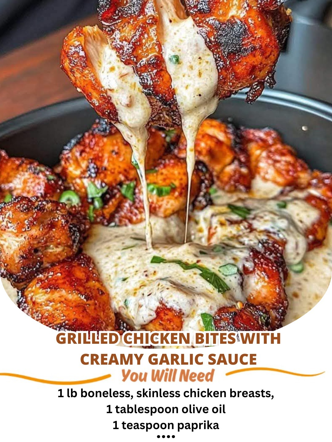 Grilled Chicken Bites with Creamy Garlic Sauce