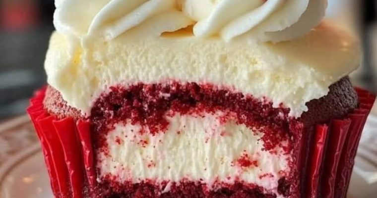 Strawberry Cheesecake Red Velvet Cupcakes