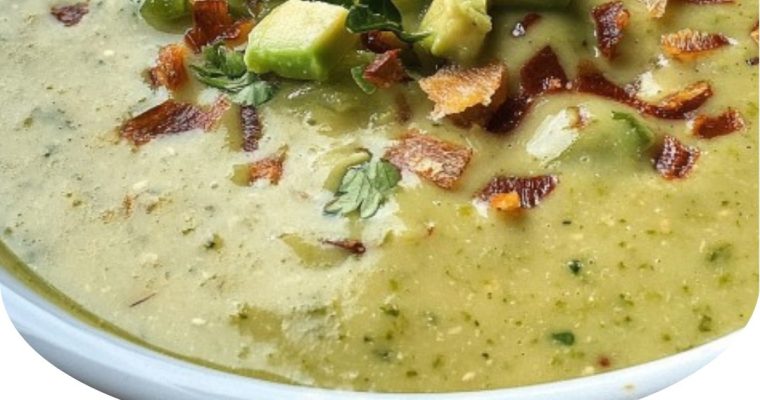 Spicy Jalapeño Popper Soup with Avocado Cream