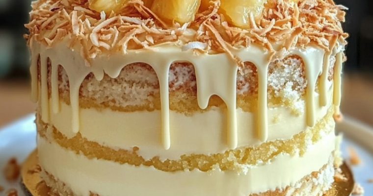 Coconut Cream Cake with Pineapple Jam Filling