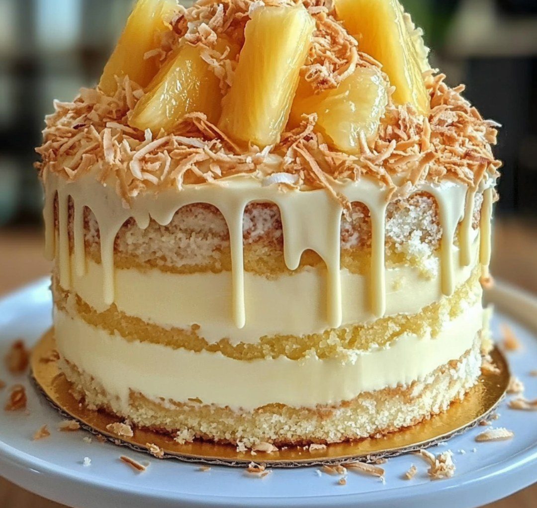 Coconut Cream Cake with Pineapple Jam Filling