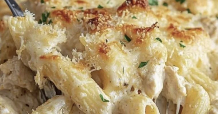 Garlic Parmesan Chicken Pasta Bake