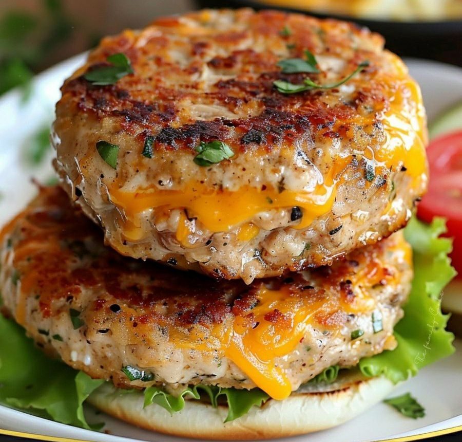 Ranch Cheddar Chicken Burgers