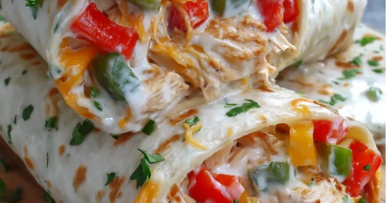 Crispy Chicken Bell Pepper Ranch Burritos