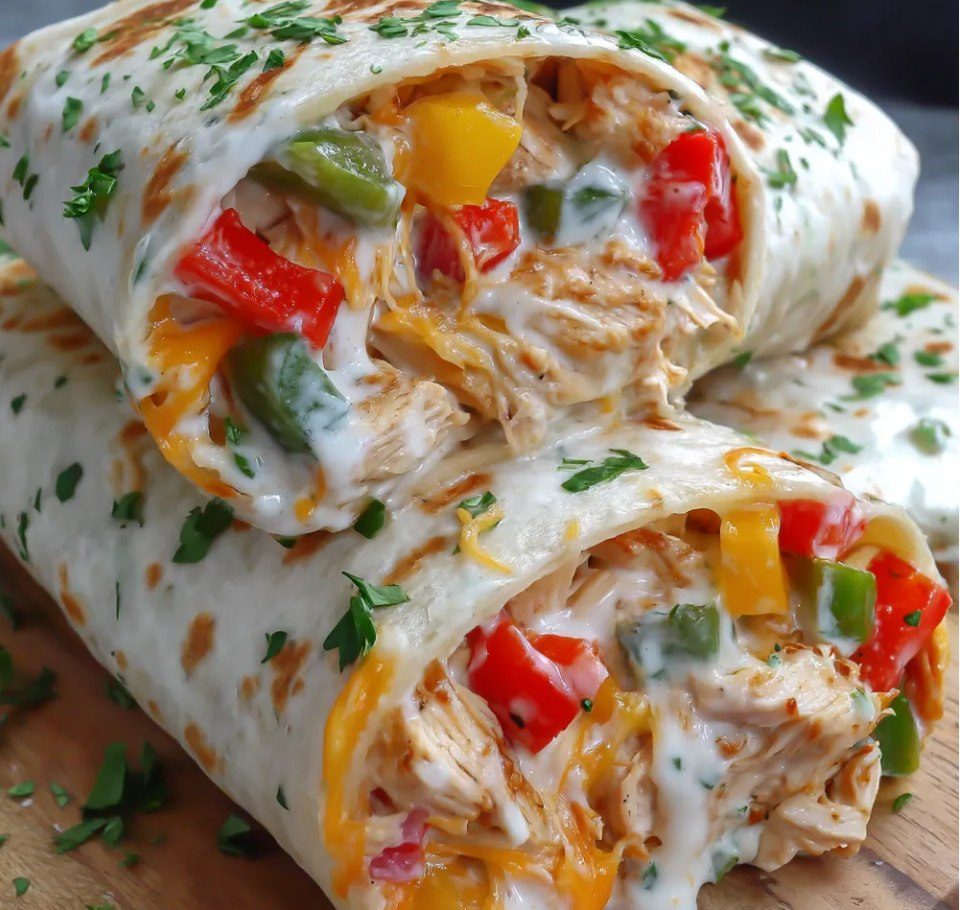 Crispy Chicken Bell Pepper Ranch Burritos