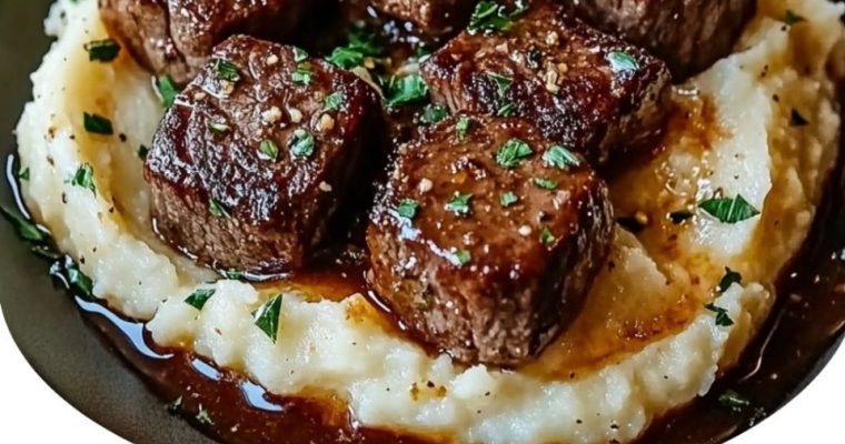 Garlic Butter Steak Bites and Creamy Mashed Potatoes