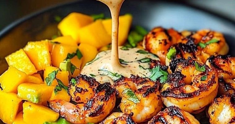 Shrimp and Avocado Bowls with Mango Salsa & Lime-Chili Sauce