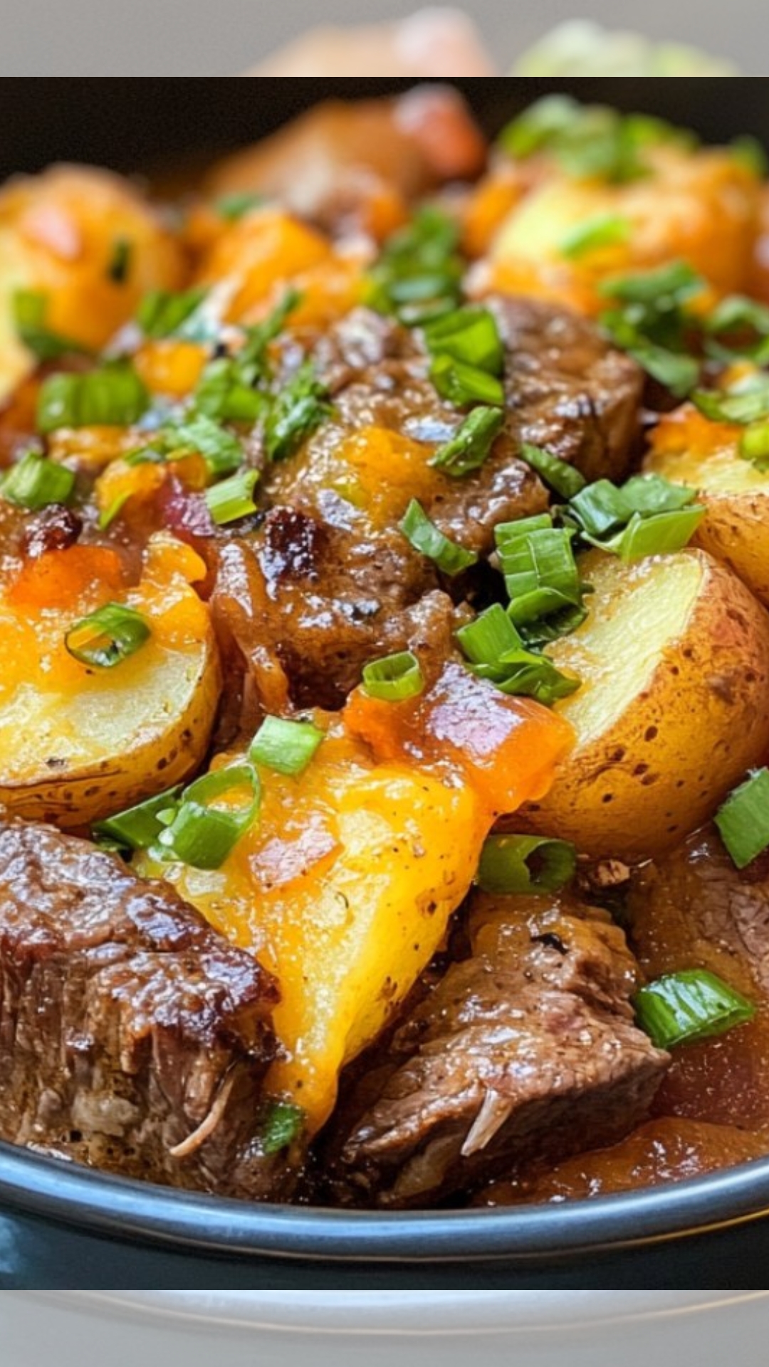 Crockpot Loaded Steak and Potato Bake