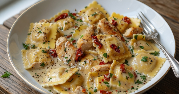 Creamy Sun-Dried Tomato Chicken Ravioli
