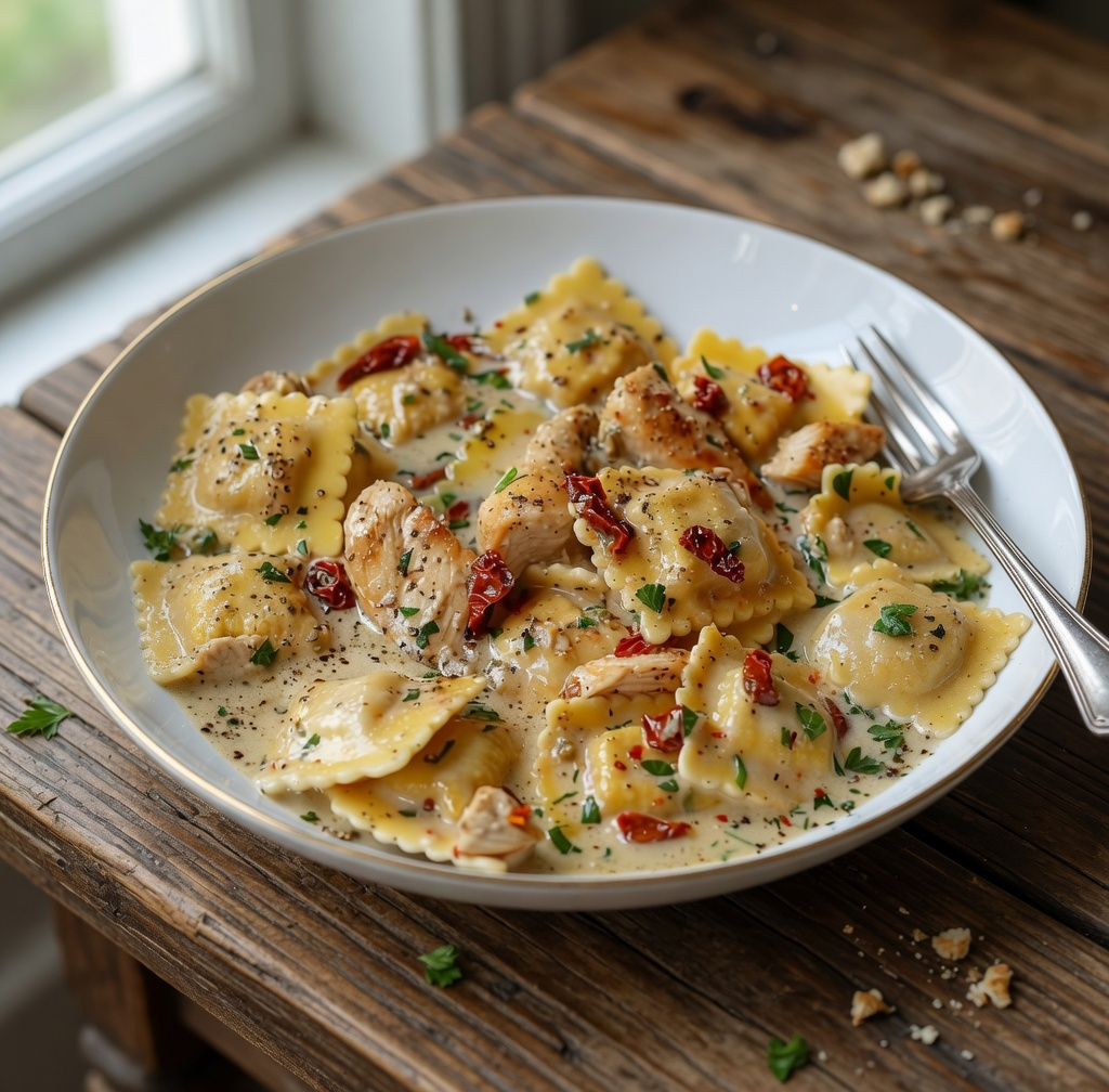 Creamy Sun-Dried Tomato Chicken Ravioli