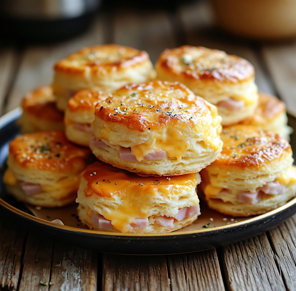 Ham and Cheese Butter Swim Biscuits