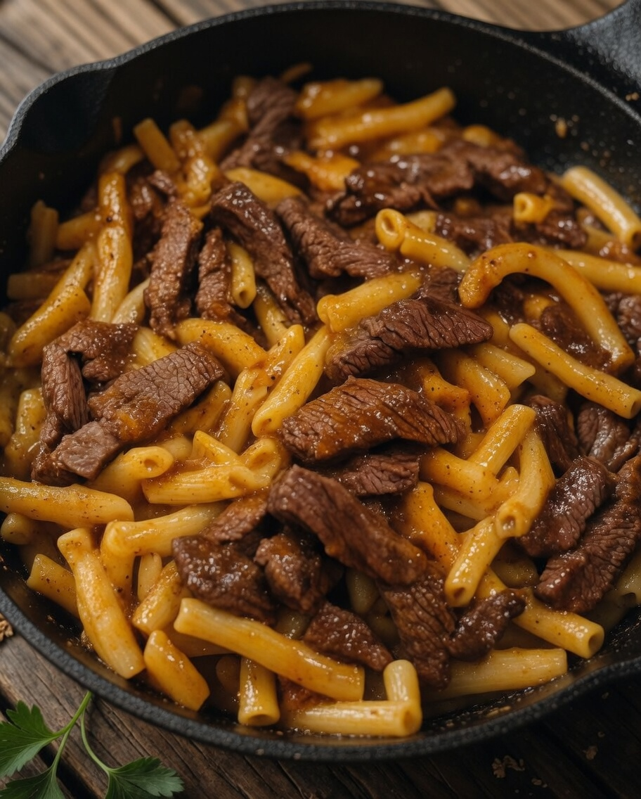 One-Pot Smoky Honey BBQ Steak Pasta