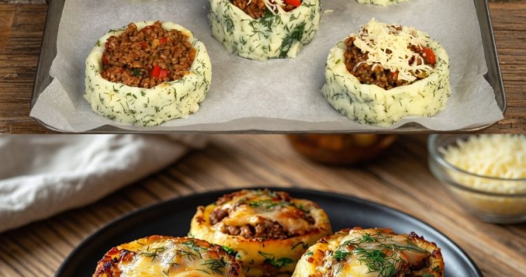 Stuffed Mashed Potato Nests
