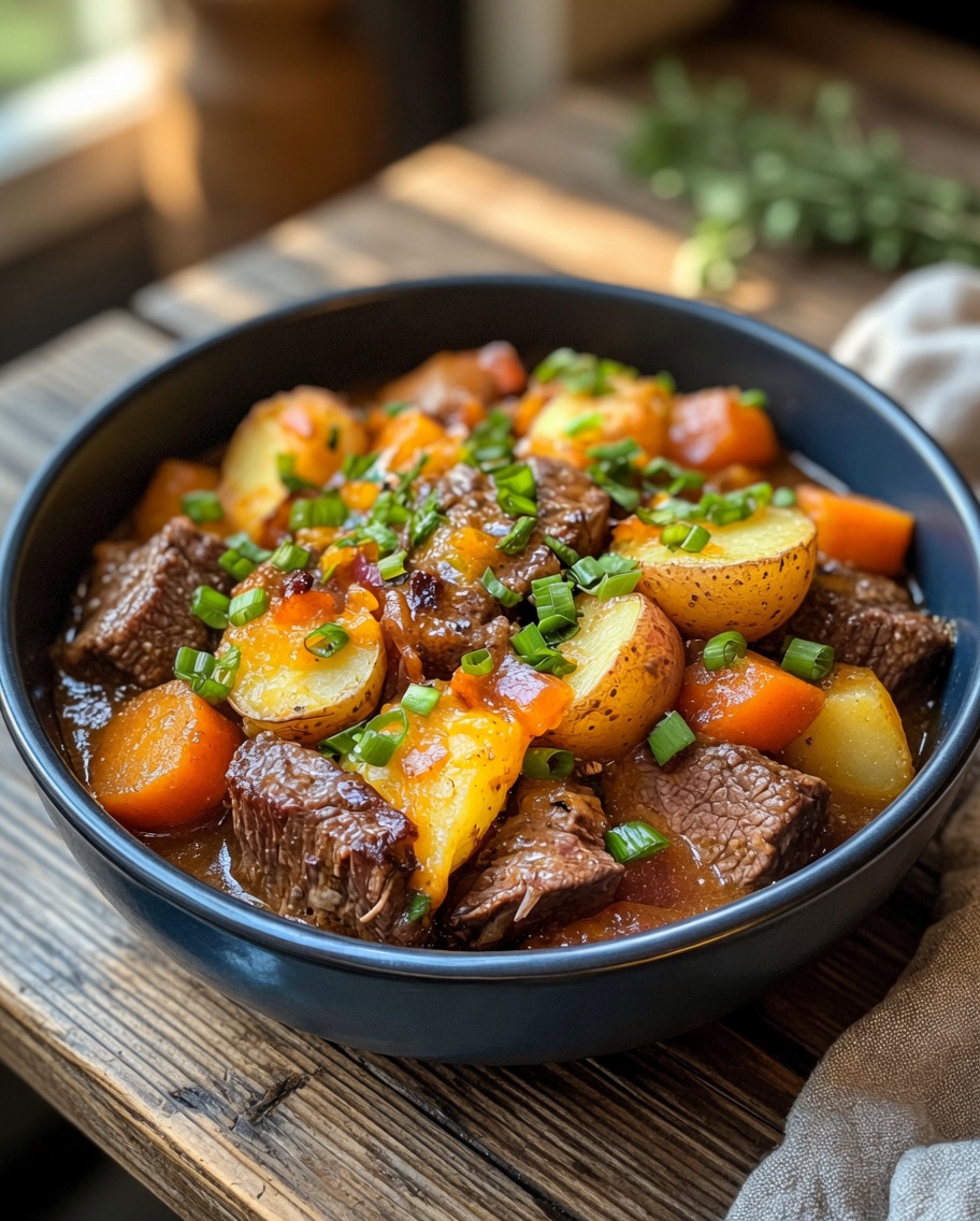 Crockpot Loaded Steak and Potato Bake