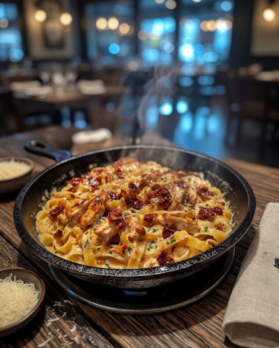 Creamy Sun-Dried Tomato & Chicken Fettuccine