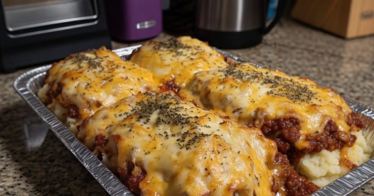 Meatloaf with Mashed Potatoes and Cheese