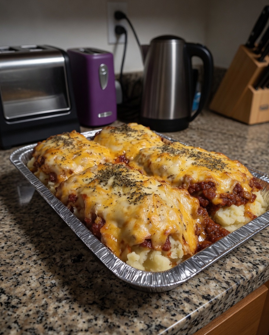 Meatloaf with Mashed Potatoes and Cheese