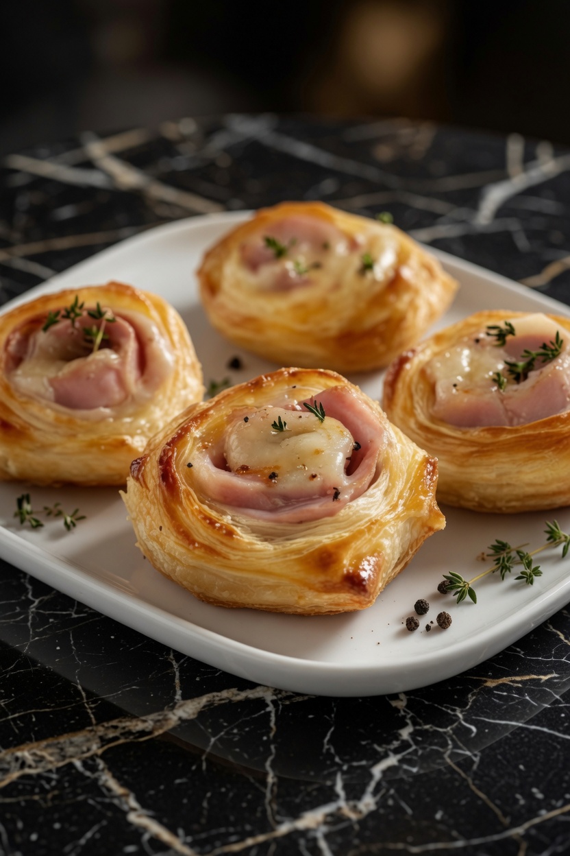 Ham and Cheese Puff Pastry Pinwheels