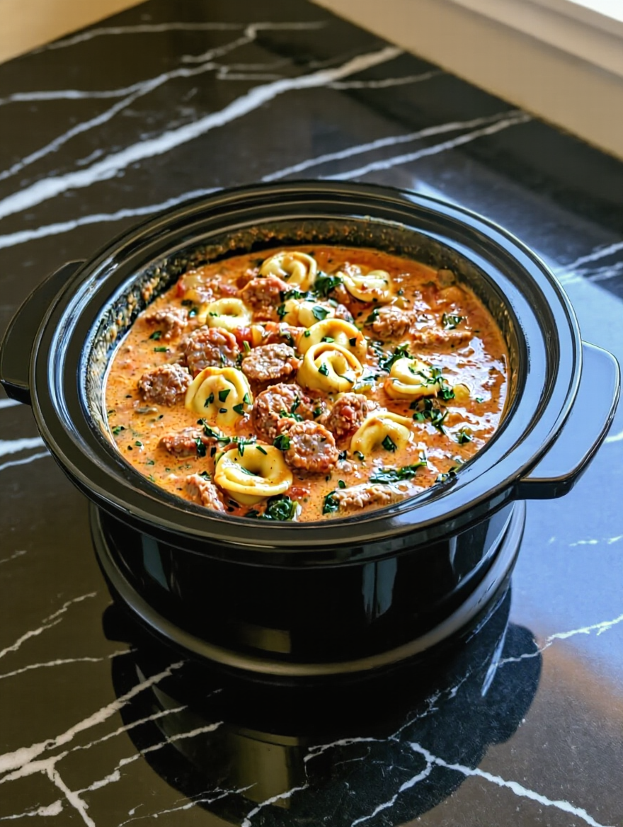 Slow Cooker Creamy Tortellini Soup