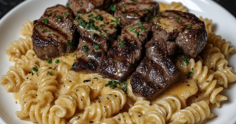 Garlic Butter Steak Bites & Spicy Cajun Alfredo Twisted Pasta
