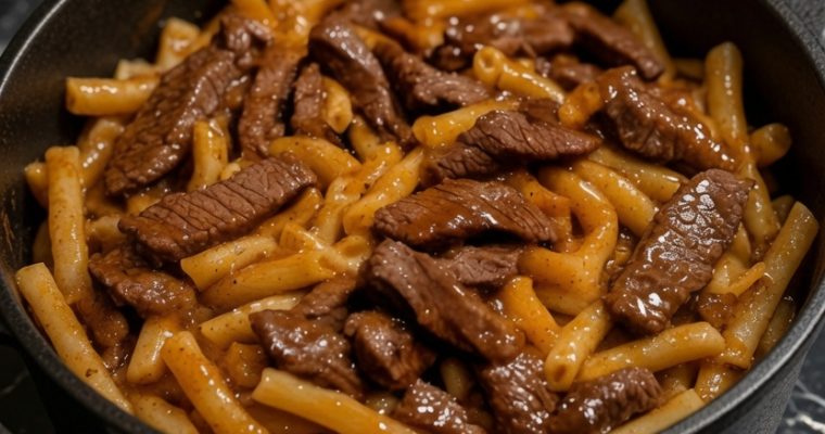 One-Pot Smoky Honey BBQ Steak Pasta