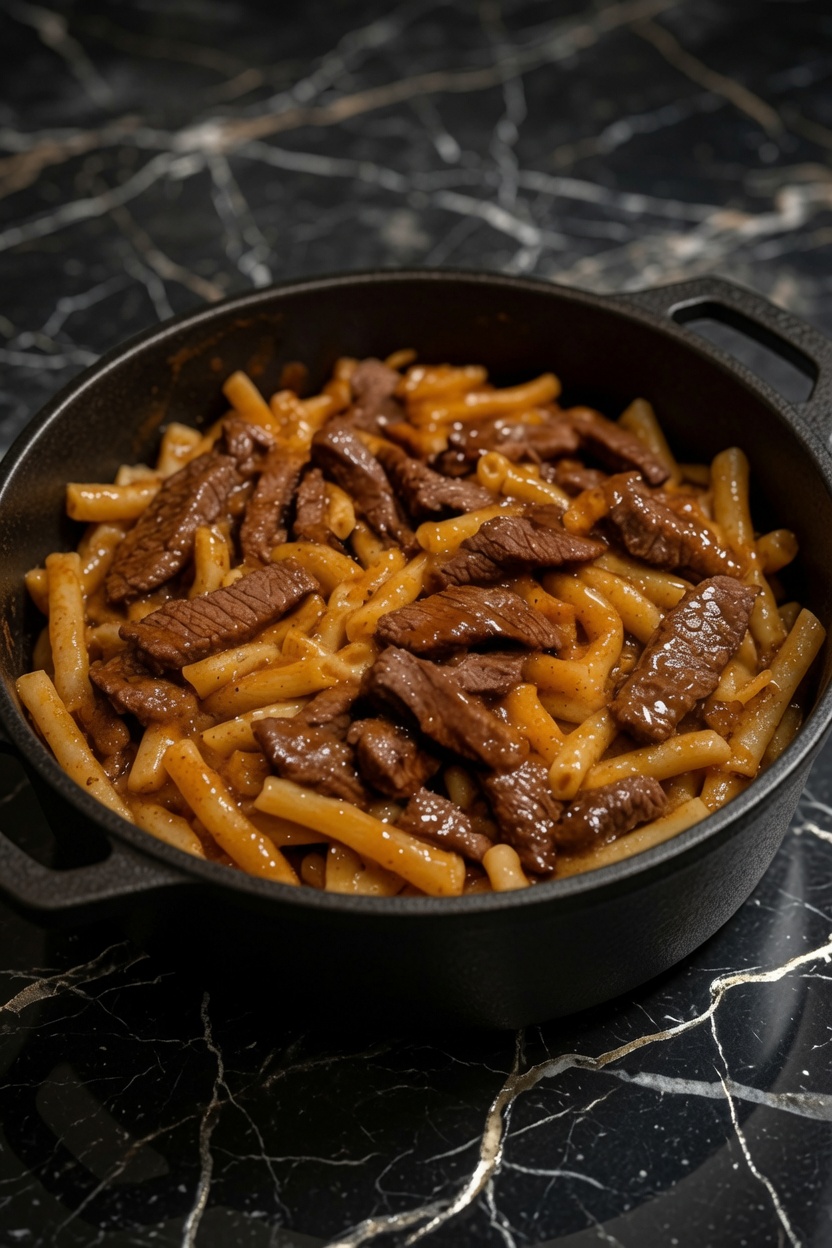 One-Pot Smoky Honey BBQ Steak Pasta
