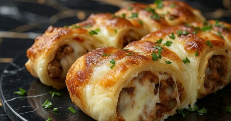 Savory Puff Pastry with Minced Meat and Cheese