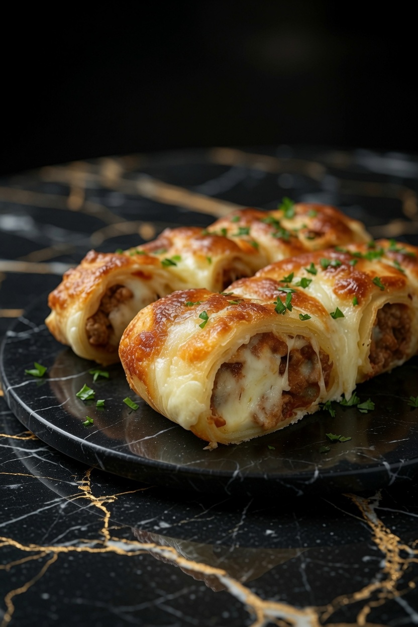 Savory Puff Pastry with Minced Meat and Cheese