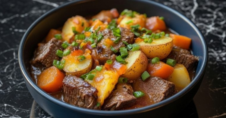 Crockpot Loaded Steak and Potato Bake