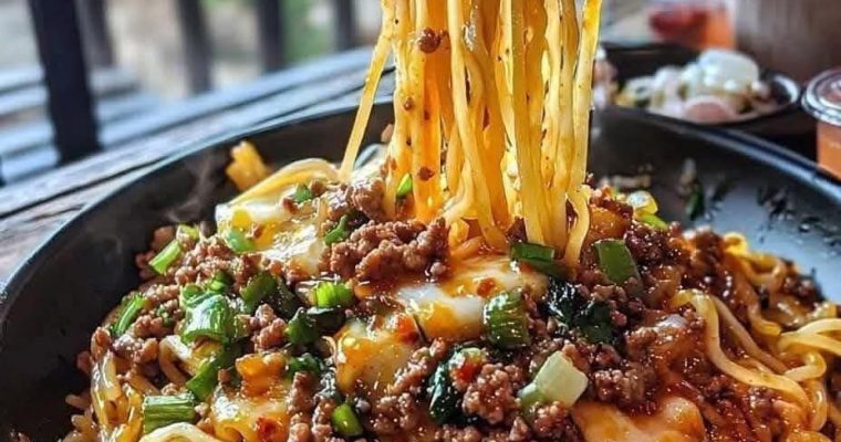 Mongolian Noodles with Ground Beef